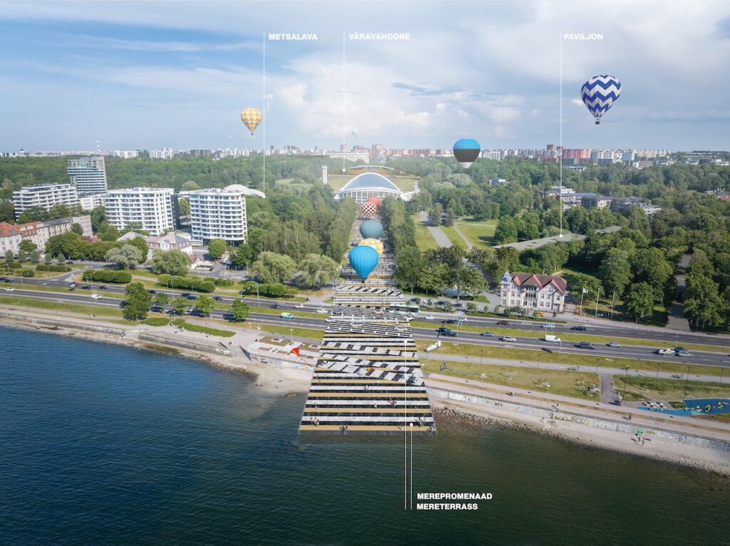A new viewing terrace will re-establish the Song Festival Grounds’ historic ceremonial axis with the sea. Visualisation by Song Festival Grounds.