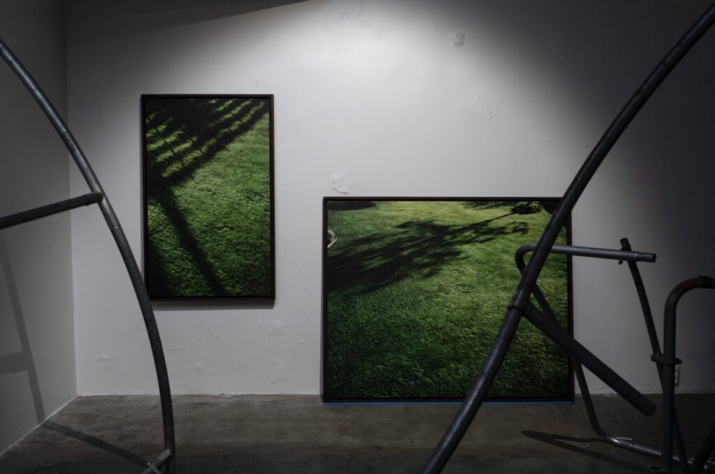 The initiative, Fotografiska Emerging Artists: The Baltics + Finland, seeks to identify, support and amplify emerging talent from Estonia, Latvia, Lithuania and Finland. Pictured: Mathias Väärsi, Joosep Kivimäe, "The Posts of the Safety Net Bent from Flying into the Apple Tree Are Leftover". Hobusepea Gallery, Tallinn, 2024. Photo by Anna Mari Liivrand.