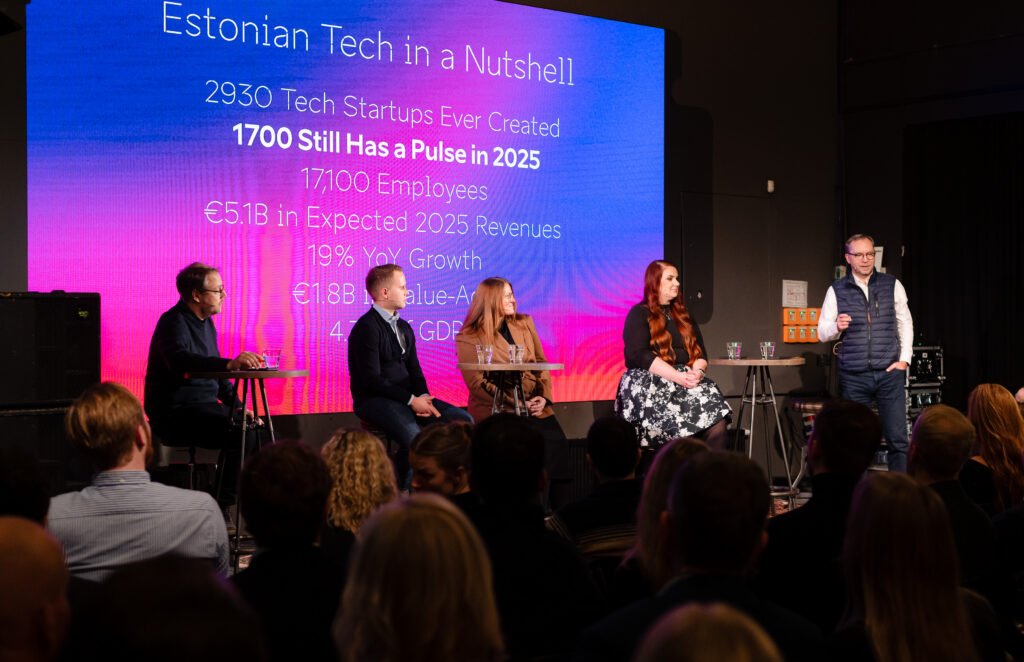The presenters at the Estonian startup ecosystem annual chat. Photo by Tiit Tamme, Startup Estonia.