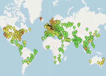 A global map of the Cost of Living index 2026. The cities marked in green have the lowest cost of living while the cities marked in red the highest. Image from Numbeo.