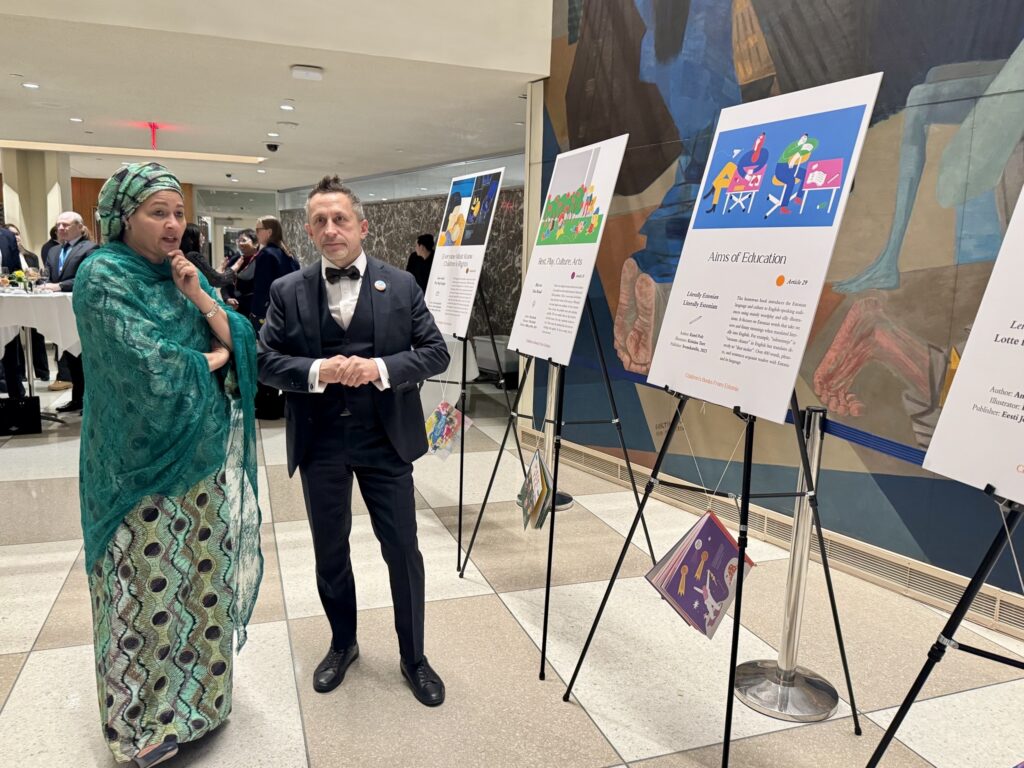 At UN headquarters in New York, Estonia celebrated 108 years of independence with an unlikely diplomatic tool: illustrated children’s books about rights, identity and protection. Photo: the Estonian foreign ministry