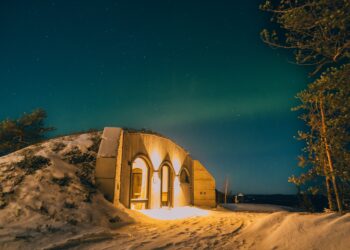Kaamos Lodge in Finnish Lapland features 80 underground concrete homes made in Estonia by Revonia. Photo: Revonia.