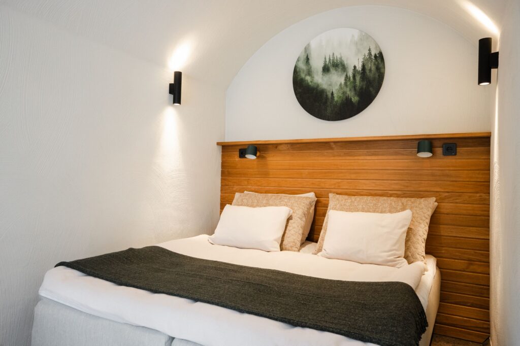 Kaamos Lodge in Finnish Lapland features 80 underground concrete homes made in Estonia by Revonia. Photo: Revonia.