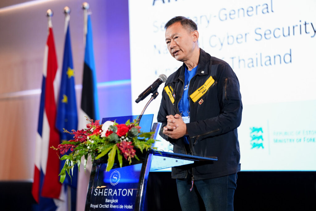 Air Vice Marshal Amorn Chomchoey speaking at the Tallinn Cyber Diplomacy Winter School 2026 in Bangkok, Thailand. Photo by the e-Governance Academy.
