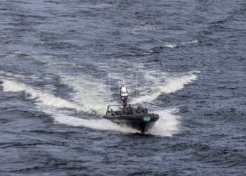The Estonian Police and Border Guard Board patrol boat M-80 in an earlier file photo. The vessel sank off the Greek island of Kastellorizo while taking part in a Frontex joint operation.