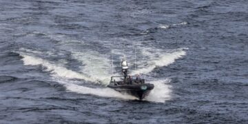The Estonian Police and Border Guard Board patrol boat M-80 in an earlier file photo. The vessel sank off the Greek island of Kastellorizo while taking part in a Frontex joint operation.