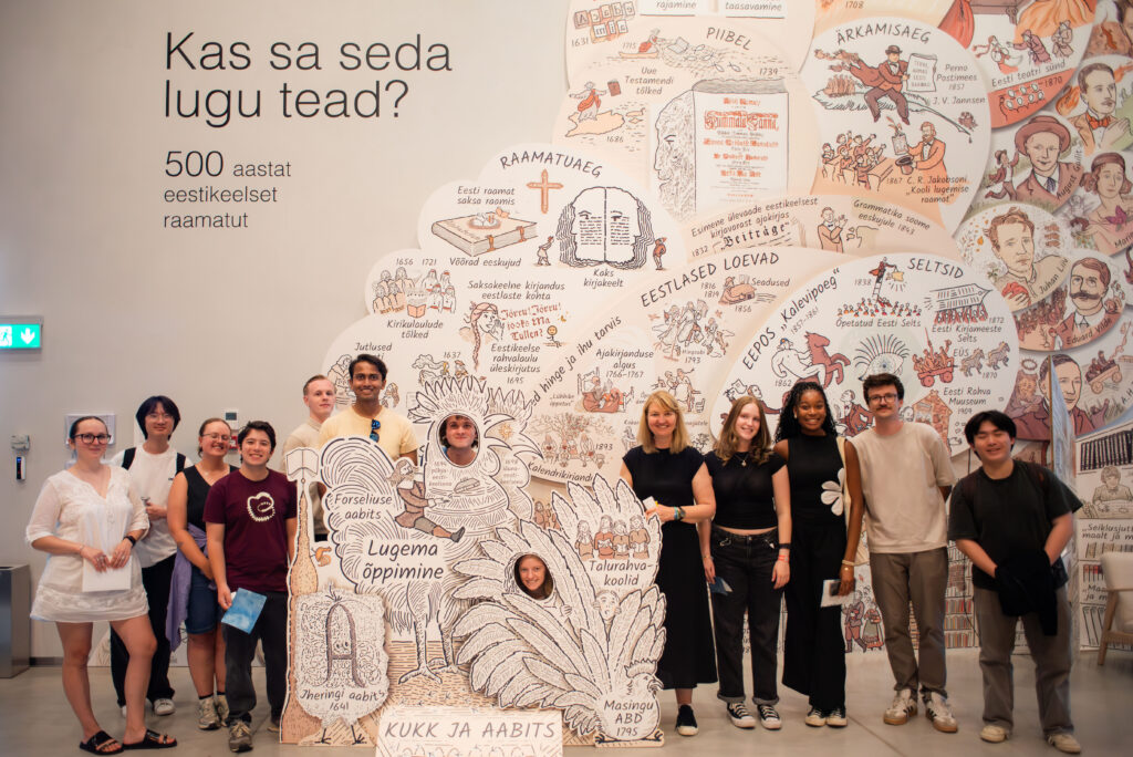 Participants in the Global Estonian Internship Programme during a visit to the Estonian National Museum in Tartu, where the group explored Estonia’s cultural history and heritage. Photo: Global Estonian.