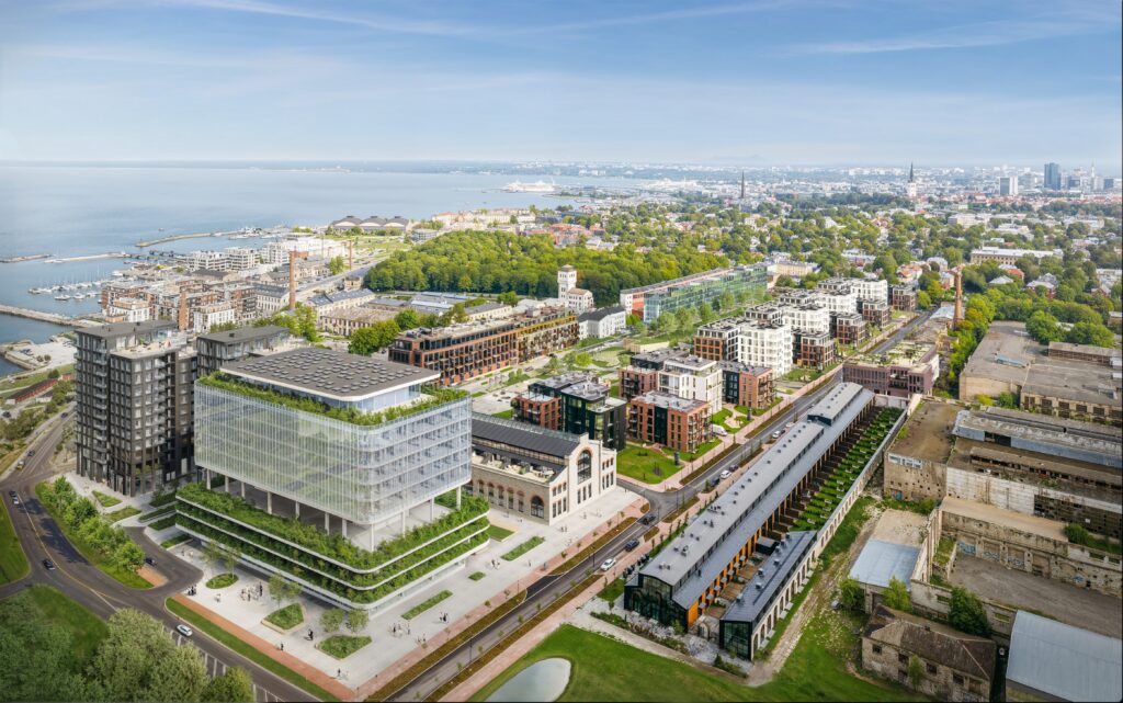 The Volta quarter in Tallinn, a former factory site now being redeveloped into a mixed-use district. Rendering by Endover.