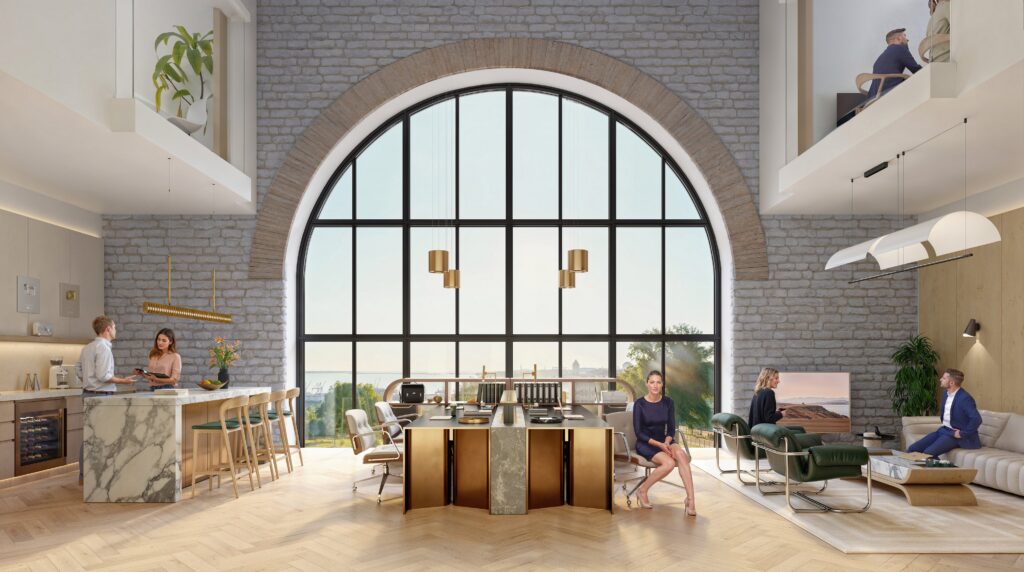 The Volta quarter in Tallinn, a former factory site now being redeveloped into a mixed-use district. Rendering by Endover.