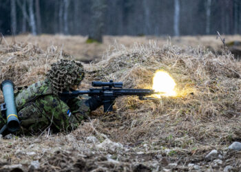An Estonian soldier takes part in a live-fire exercise, as Estonia continues to sharpen its preparedness and defence readiness. Photo by Hanno Kull / Estonian Defence Forces.
