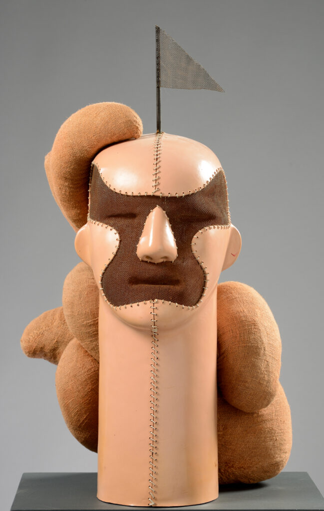 Anu Põder, Composition with a Man’s Head, 1984. Sculpture (plastic, textile and metal). Art Museum of Estonia. Photo by Stanislav Stepaško.