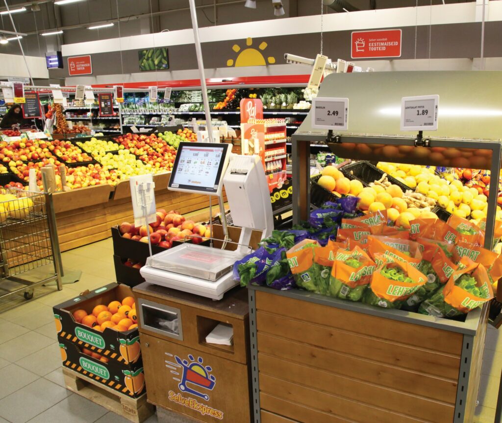 Fruit and vegetables on sale at a Selver supermarket in Estonia, where food prices remain a key pressure on household budgets. Photo: Selver.