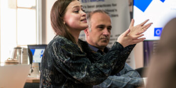 An online course on joining the EU? That is what University of Tartu researchers Anna Beitane and Stefano Braghiroli brought to Moldova, with support from the Estonian Centre for International Development. Photo by Iurie Gandrabura.