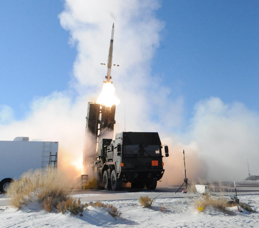 A Patriot PAC-3 MSE missile launches from a MEADS launcher, a reminder that Europe’s reliance on US-backed defence systems has come at the expense of its own industrial autonomy. Public domain.