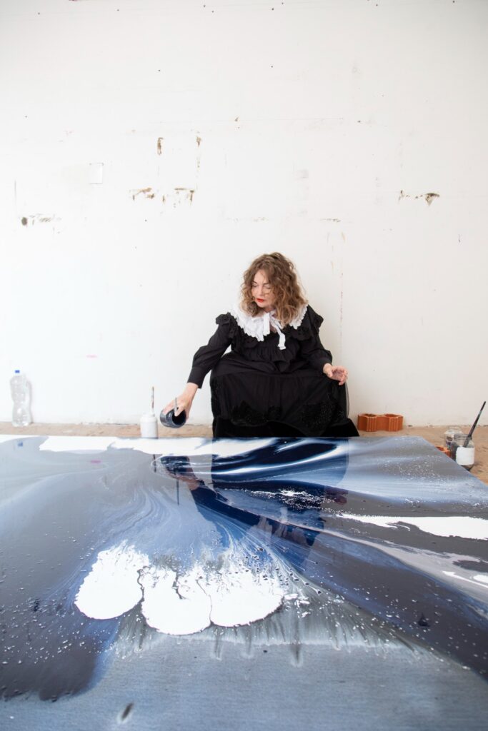 Merike Estna at work. Photo by Ana Hop, courtesy of the Estonian Centre for Contemporary Art.