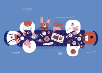 An illustration by Estonian artist Kristina Tort, featured in Baltic Island, a showcase of Baltic illustration and animation at Tokyo’s Spiral Gallery.