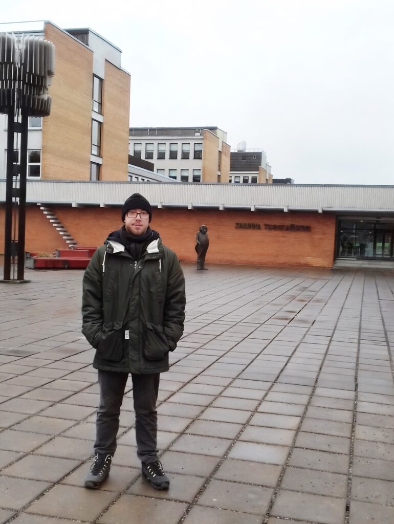 Brendan Pasco Rajalo at Tallinn University of Technology during his Erasmus exchange semester in 2019. The experience deepened his connection with Estonia and TalTech. Private collection.