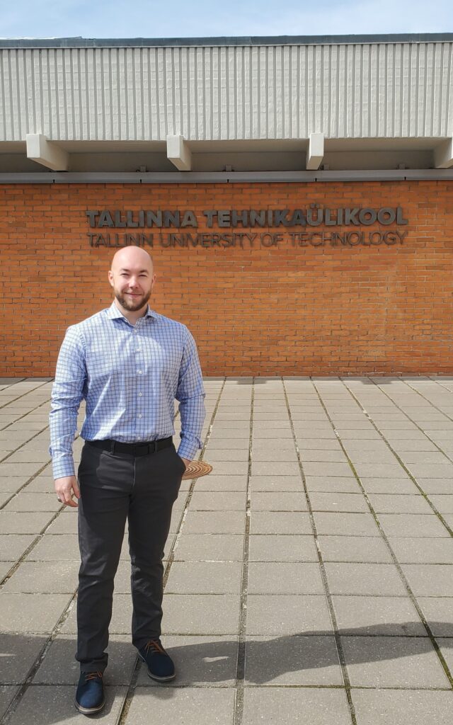 Brendan Pasco Rajalo back at TalTech after returning to Estonia for a new professional chapter. Today, he works as a site engineer on the Rail Baltica project. Private collection.