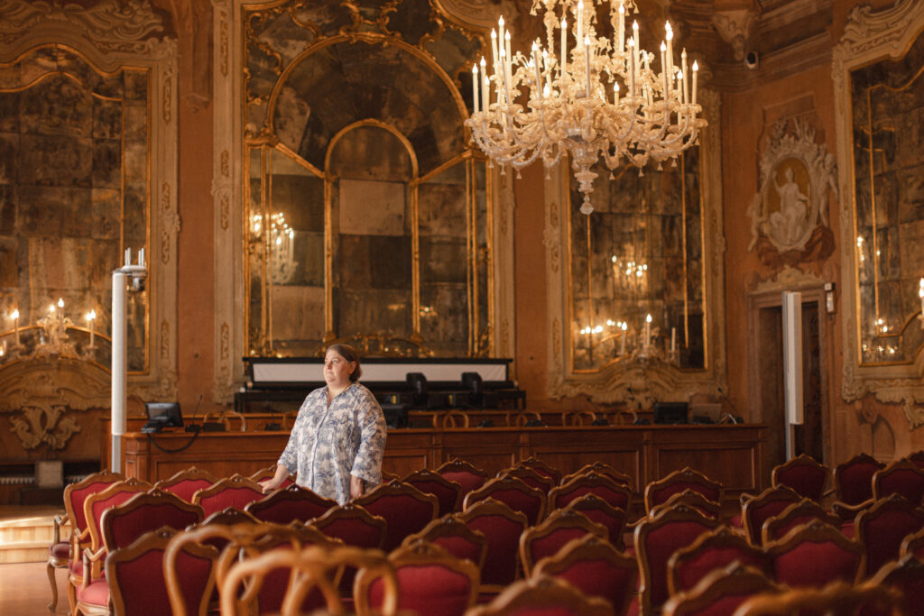 Renata Sõukand in one of Ca’ Foscari University’s historic halls in Venice. Photo by Alina Birjuk.