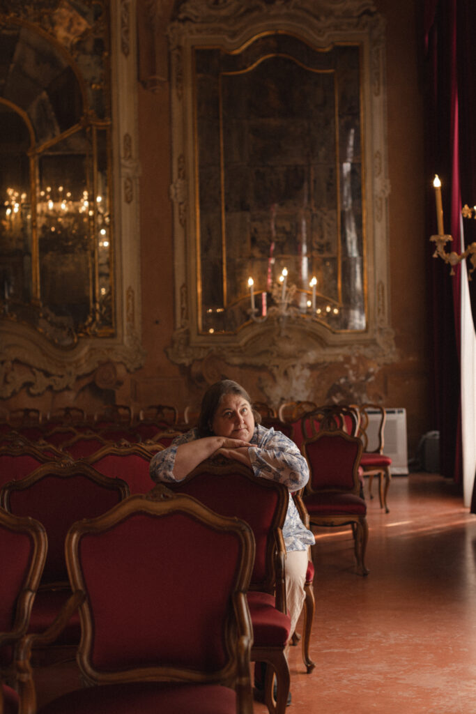 Renata Sõukand in a historic hall at Ca’ Foscari University of Venice. Photo by Alina Birjuk.