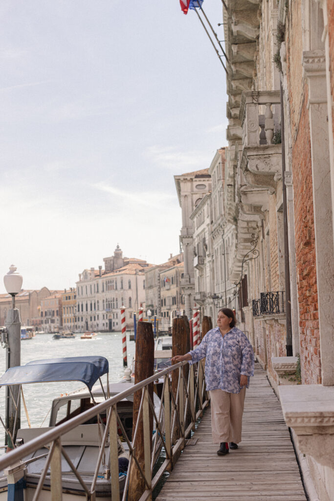 Renata Sõukand on the Grand Canal in Venice. Photo by Alina Birjuk.