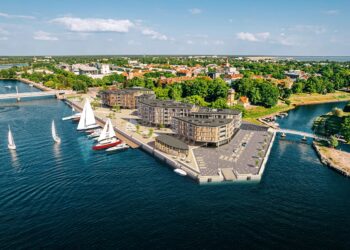 A visualisation of the planned Old Harbour quarter in Pärnu, where a new marina is expected to accommodate yachts up to 120 metres long. Image by Vanasadama Arendus.