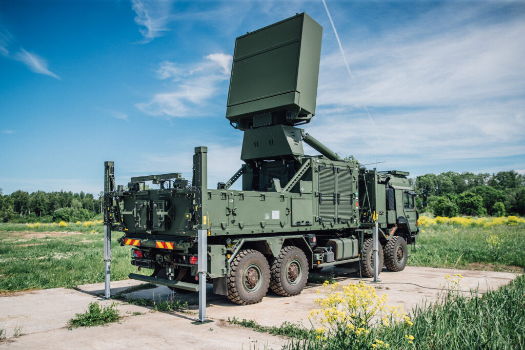 A radar unit forming part of Estonia’s new IRIS-T SLM medium-range air defence system. Photo by Maria Tammeaid.