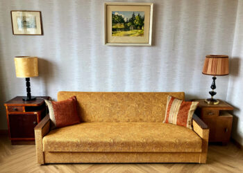Aaron James Wendland’s restored Soviet-era Tallinn apartment, furnished with pieces collected from across Estonia. Photo: Aaron James Wendland.