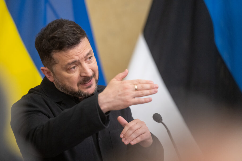 The Ukrainian president, Volodymyr Zelenskyy, speaks during a press conference in Tallinn on 9 June 2026, during his visit to Estonia and a meeting with the Estonian president, Alar Karis. Photo by Raigo Pajula.