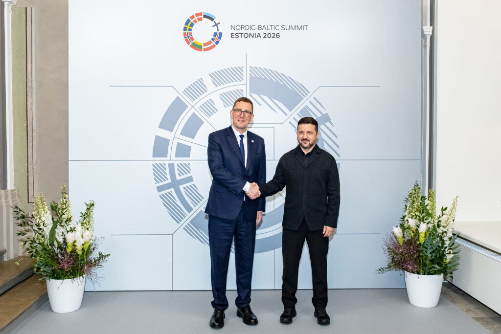 The Estonian prime minister, Kristen Michal, and the Ukrainian president, Volodymyr Zelenskyy, at the Nordic-Baltic Summit in Tallinn on 9 June 2026. Photo by Stenbock House.