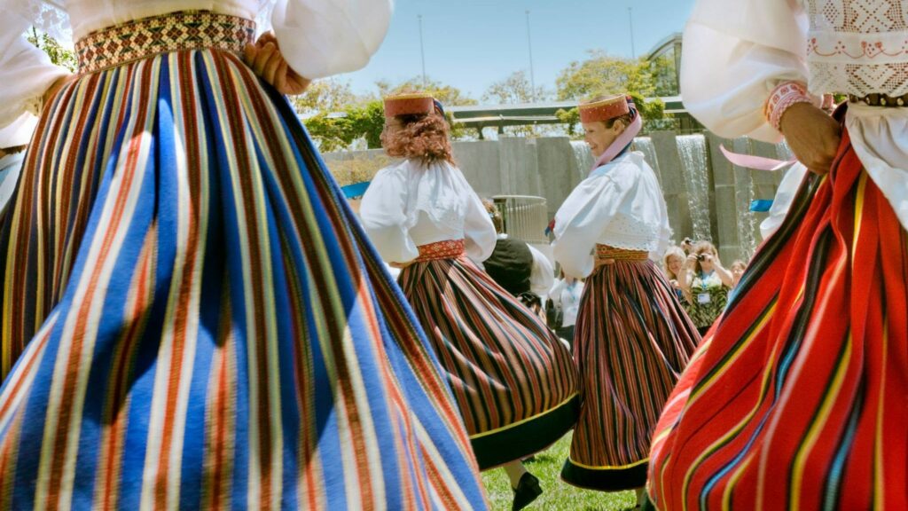 Estonian folk dancers perform at the West Coast Estonian Days in San Francisco in 2013. Photo by Kiino Villand.