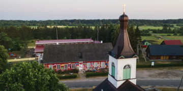 Kihnu church, with the island’s coastal landscape in the background. Photo by Priidu Saart.