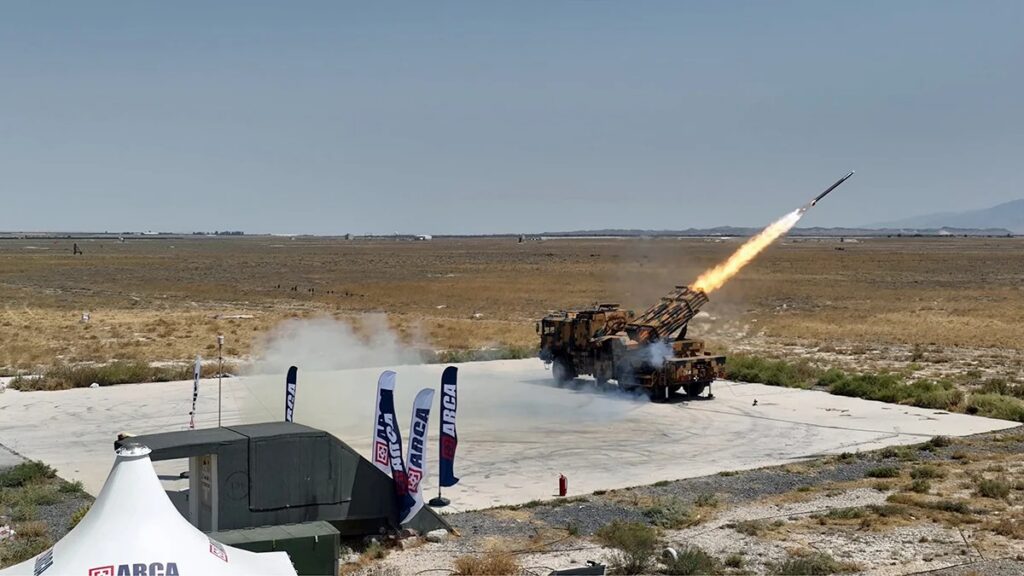 An ARCA Defense rocket system launches during a live-fire demonstration. Photo by ARCA Defense.