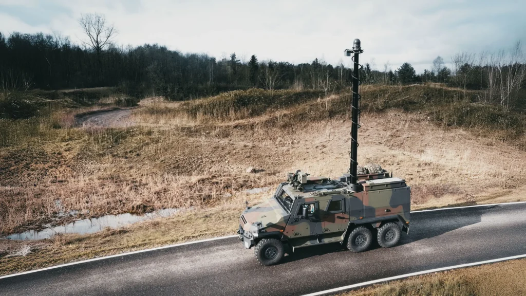 GDELS’ Eagle 6x6 tactical vehicle equipped with a mast-mounted sensor system. Skeleton Technologies is working with GDELS Santa Barbara Sistemas on advanced power systems for military mobility platforms, including counter-drone and interceptor technologies. Photo by GDELS.