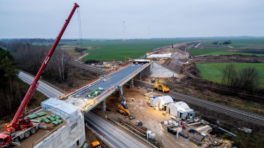 Rail Baltica construction work in Estonia, where visible progress has not quietened concerns over the project’s costs and timetable. Photo: Rail Baltica.