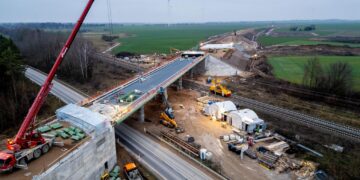 Rail Baltica construction work in Estonia, where visible progress has not quietened concerns over the project’s costs and timetable. Photo: Rail Baltica.