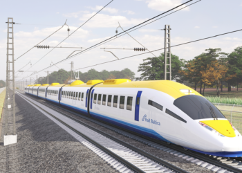 A visualisation of a future Rail Baltica train, part of the promise of a faster link from Tallinn to Central Europe. Image: Rail Baltica.
