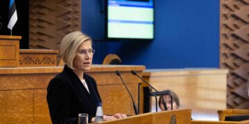 Ülle Madise delivers her speech to the Riigikogu shortly before MPs elected her Estonia’s next president on 2 September 2026. Photo by Erik Peinar.