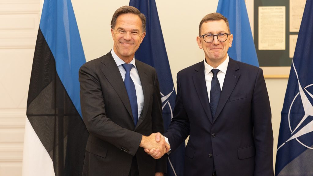 NATO secretary-general Mark Rutte (left) and Estonia’s prime minister, Kristen Michal, at the Stenbock House on 14 October 2026. Photo: Stenbock House.