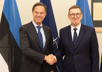NATO secretary-general Mark Rutte (left) and Estonia’s prime minister, Kristen Michal, at the Stenbock House on 14 October 2026. Photo: Stenbock House.