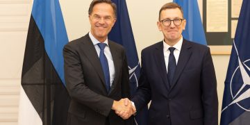 NATO secretary-general Mark Rutte (left) and Estonia’s prime minister, Kristen Michal, at the Stenbock House on 14 October 2026. Photo: Stenbock House.